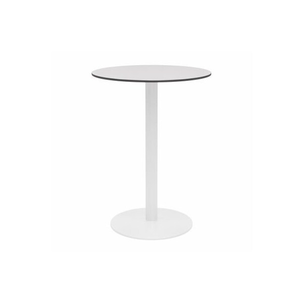 Kfi KFI 30" Round Outdoor Bar Table - Fashion Gray Phenolic Top - White Aluminum Frame - Ivy Series OLTP30RD-B2200WH-D381-41 - main